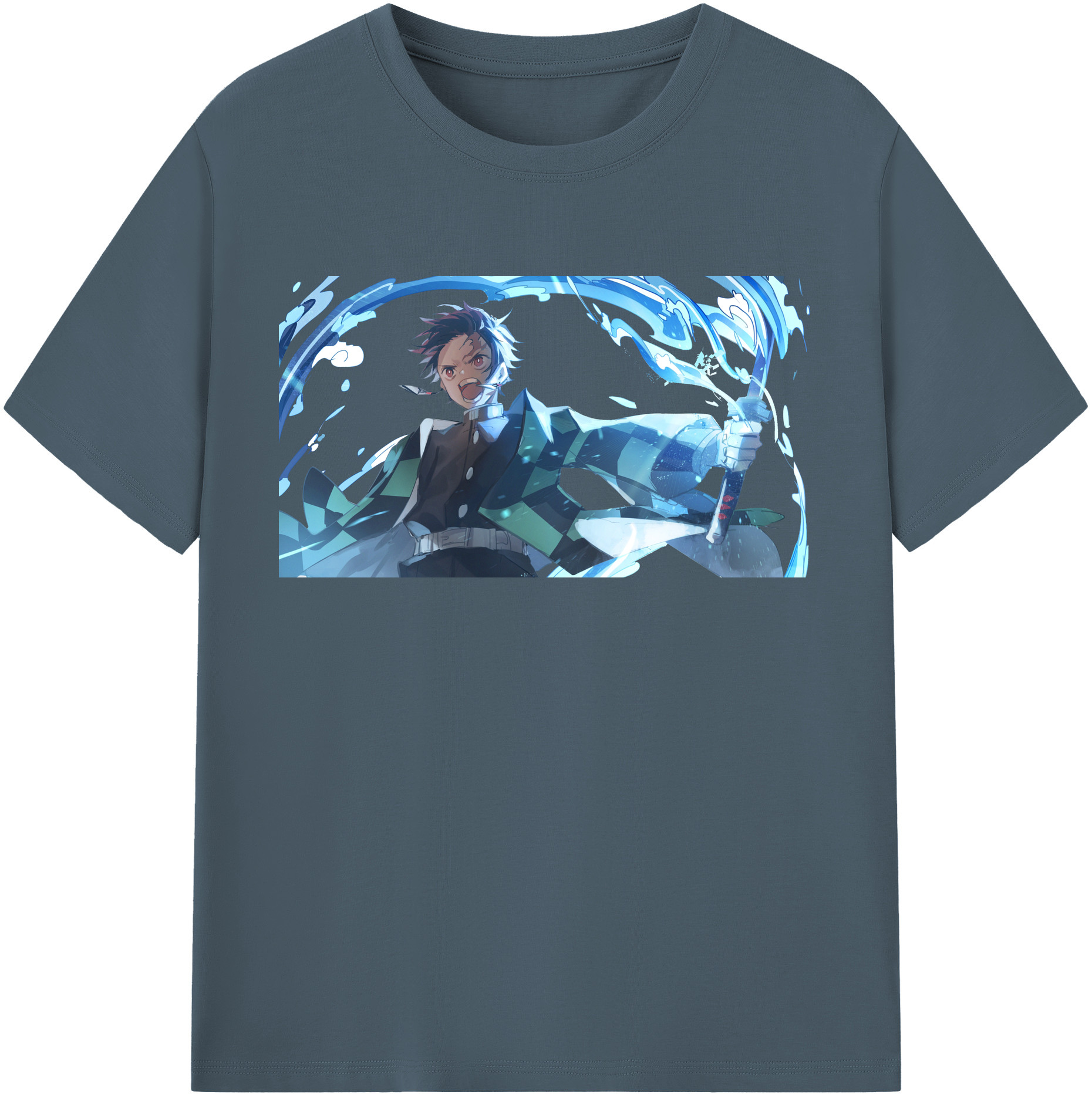（画像用） 鬼滅の刃 竈門 炭治郎／かまど たんじろう Kamado Tanjirou 綿100％半袖Tシャツ（フロントプリント）